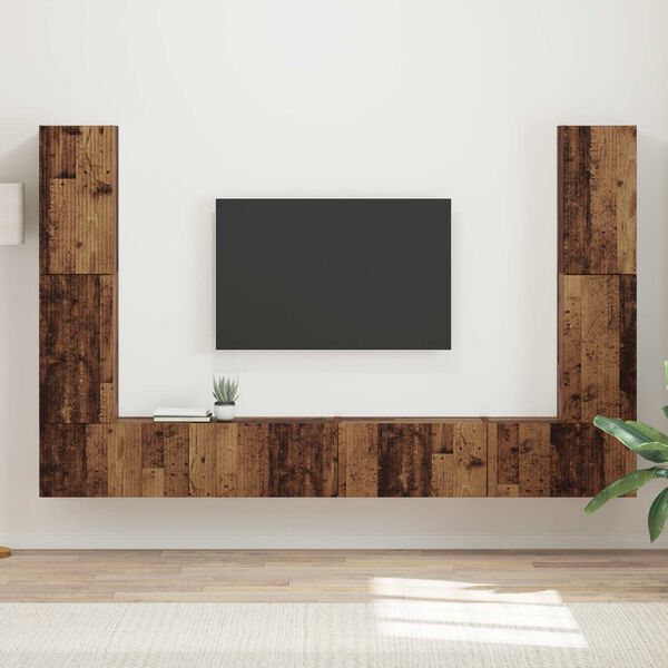 vidaXL Conjunto de mueble de TV 8 pcs Madera envejecida