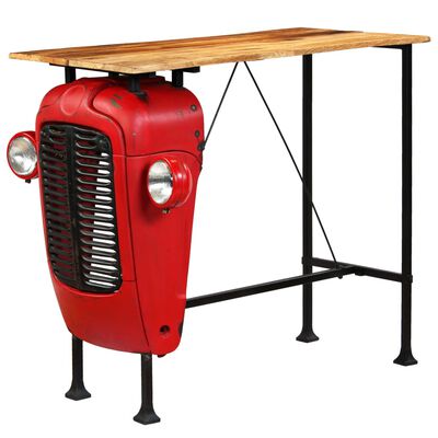 vidaXL Mesa de bar de tractor madera maciza mango roja 60x120x107 cm