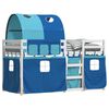 vidaXL Litera con cortinas madera maciza de pino azul 90x200 cm