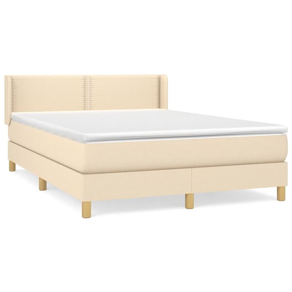 vidaXL Cama box spring con colch&oacute;n tela color crema 140x200 cm