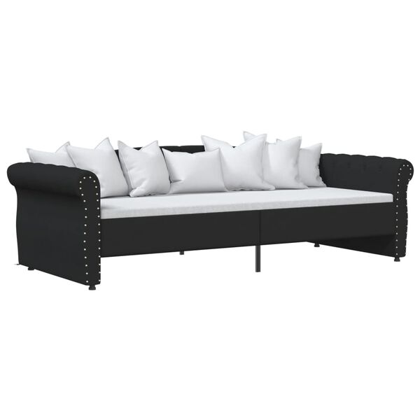 vidaXL Sof&aacute; cama USB de tela negro 90x200 cm