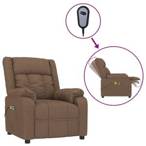 vidaXL Sill&oacute;n de masaje el&eacute;ctrico tela marr&oacute;n