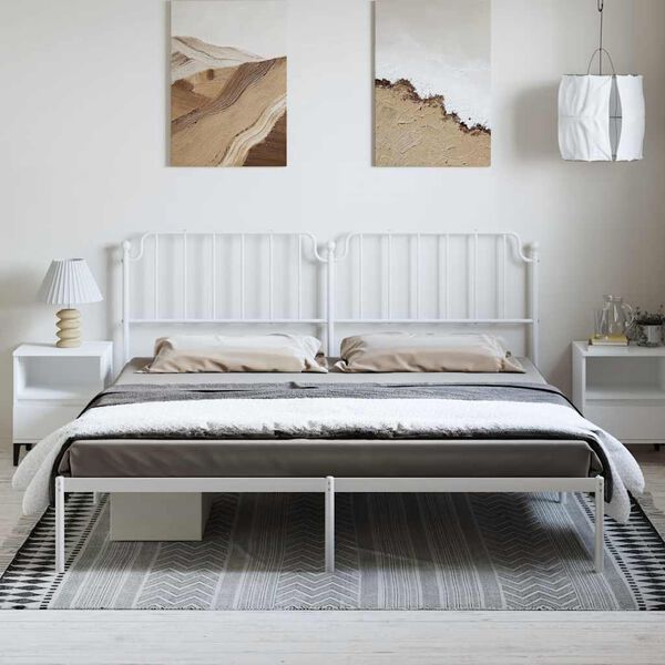 vidaXL Estructura cama sin colchón con cabecero metal blanco 193x203cm