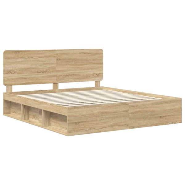 vidaXL Estructura de cama Sonoma 200 x 200 cm Madera de pino macizo