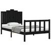 vidaXL Estructura de cama con cabecero madera maciza negro 100x200 cm