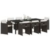 vidaXL Conjunto de Comedor de Jard&iacute;n 9 pcs Marr&oacute;n rat&aacute;n sint&eacute;tico