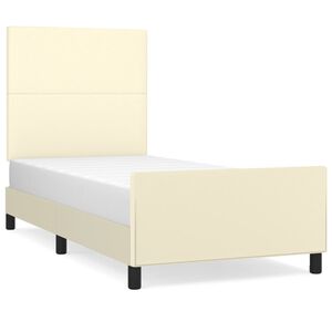 vidaXL Estructura de cama sin colch&oacute;n cuero sint&eacute;tico crema 80x200 cm