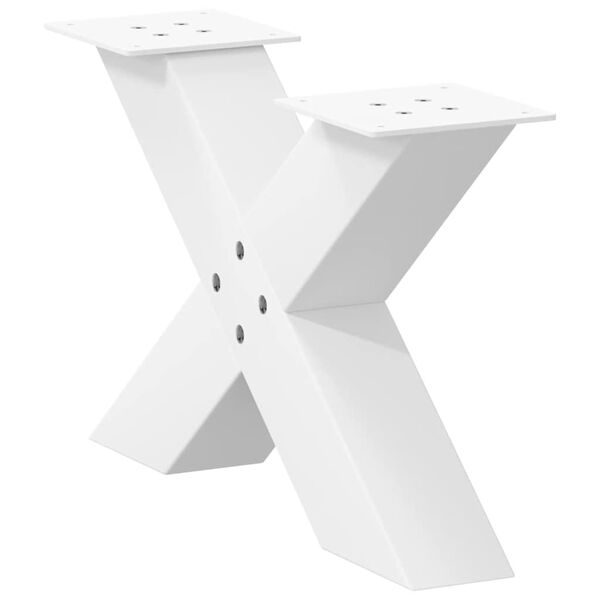 vidaXL Patas para mesa de centro en forma de X (2 unidades), color blanco, 50 x (30-31) cm, acero
