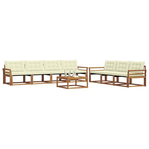 vidaXL Conjunto de sof&aacute;s de exterior con coj&iacute;n 8 pcs Natural y Crema
