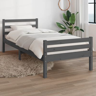 vidaXL Estructura de cama madera maciza gris 100x200 cm