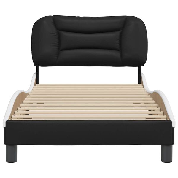 vidaXL Estructura de cama sin colch&oacute;n Hvar cuero sint&eacute;tico negro blanco 90x200 cm