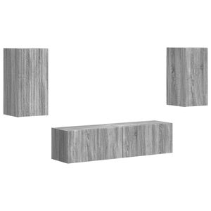 vidaXL Conjunto de mueble de TV 4 pcs Gris Sonoma Madera de ingenier&iacute;a