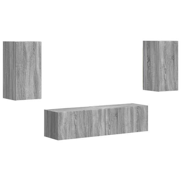 vidaXL Conjunto de mueble de TV 4 pcs Gris Sonoma Madera de ingenier&iacute;a