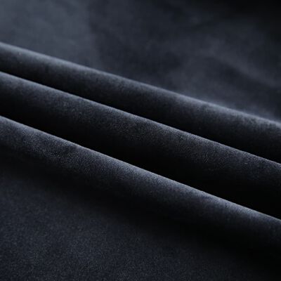 vidaXL Cortinas opacas con ganchos 2 pzas terciopelo negro 140x175 cm