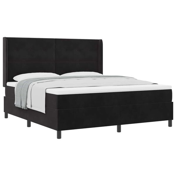 vidaXL Cama tipo Box Spring con colch&oacute;n Negro 180 x 200 cm Terciopelo