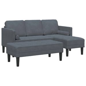 vidaXL Juego de Sof&aacute; 2 uds. Gris oscuro Poli&eacute;ster