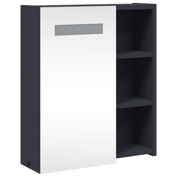 vidaXL Mueble de baño con espejo y luz LED gris 45x13x52 cm