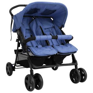 vidaXL Carrito para gemelos de acero azul marino
