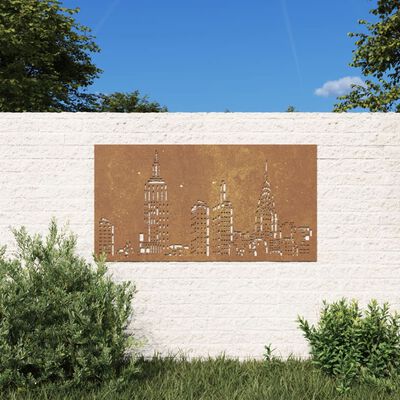 vidaXL Adorno de pared de jardín acero corten diseño skyline 105x55 cm