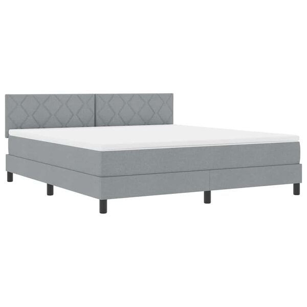 vidaXL Cama tipo Box Spring con colch&oacute;n Gris Claro 180 x 200 cm tela