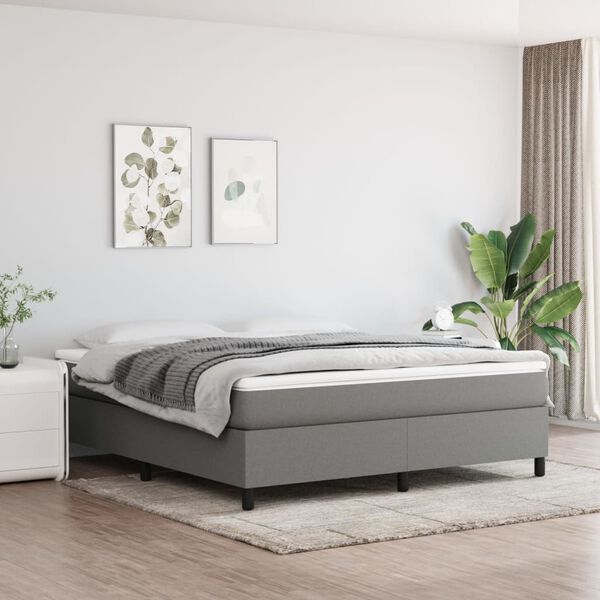 vidaXL Estructura de cama con somier de tela gris oscuro 160x200 cm