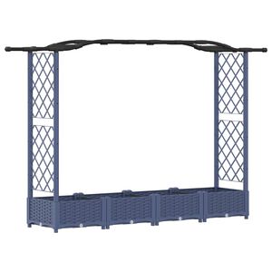vidaXL Cama elevada con trellis y techo Gris 207 x 40 x 123 cm PP