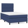 vidaXL Cama box spring con colch&oacute;n y luces LED tela azul 120x190 cm