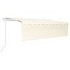 vidaXL Toldo autom&aacute;tico persiana LED sensor de viento crema 5x3 m
