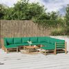 vidaXL Set de muebles de jardín 11 piezas bambú con cojines verde