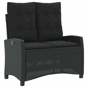 vidaXL Sill&oacute;n reclinable de jard&iacute;n con cojines rat&aacute;n sint&eacute;tico negro