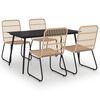 vidaXL Juego de comedor para jard&iacute;n 5 piezas rat&aacute;n sint&eacute;tico y vidrio