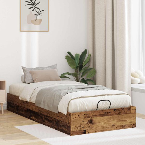 vidaXL Estructura de Cama Ottoman Madera vieja 75,5 x 190 cm