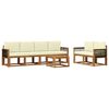 vidaXL Conjunto de sof&aacute;s de exterior 6 uds. Natural y Crema