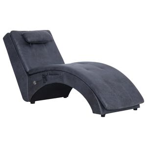 vidaXL Div&aacute;n de masaje con almohada de piel de ante artificial gris