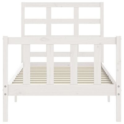 vidaXL Estructura de cama individual con cabecero madera maciza blanco