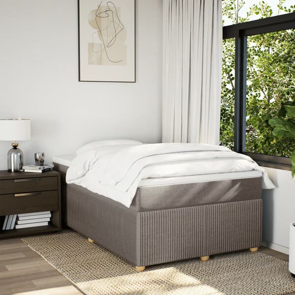 vidaXL Cama box spring con colch&oacute;n tela gris taupe 120x200 cm