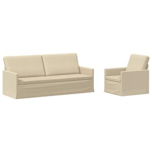 vidaXL Juego de Sof&aacute; 2 pcs Crema Tela