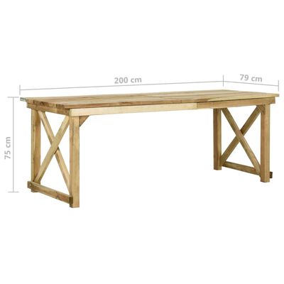 vidaXL Mesa de jardín de madera de pino impregnada 200x79x75 cm