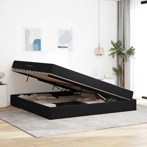 vidaXL Cama con almacenamiento y colch&oacute;n Negro 200 x 200 cm Terciopelo