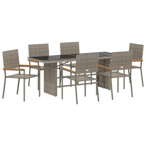 vidaXL Conjunto de Comedor de Jard&iacute;n 7 pcs Gris rat&aacute;n sint&eacute;tico