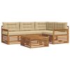 vidaXL Conjunto de sof&aacute;s de exterior 5 uds. Natural y Beige