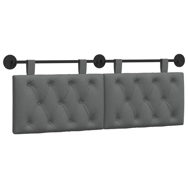 vidaXL Cabecera Colgante Gris oscuro 130 x 55 x 7 cm tela