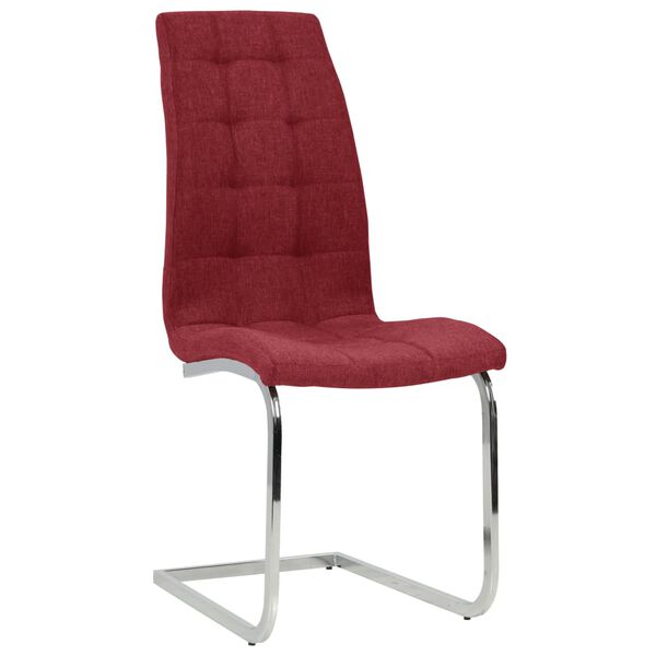 vidaXL Sillas de comedor voladizas 2 unidades de tela color vino tinto