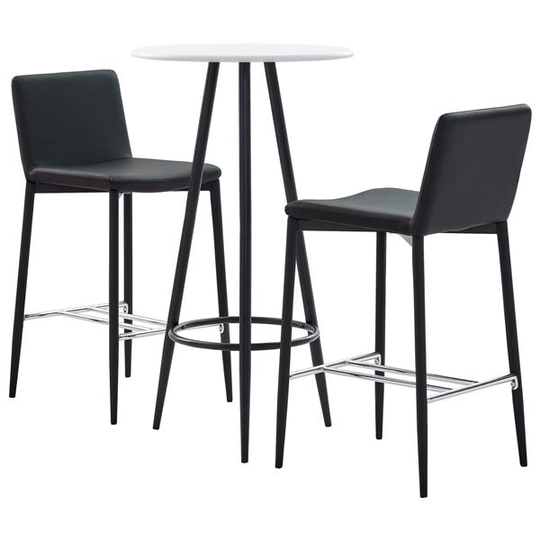 vidaXL Set mesa alta y taburetes de bar 3 piezas cuero sint&eacute;tico gris