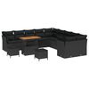 vidaXL Conjunto de sof&aacute; de jard&iacute;n con coj&iacute;n 13 pcs Negro