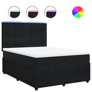 vidaXL Cama box spring con colch&oacute;n terciopelo negro 140x190 cm