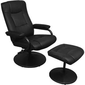 vidaXL Sill&oacute;n de TV con reposapi&eacute;s cuero sint&eacute;tico sint&eacute;tico negro