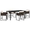 vidaXL Conjunto de Comedor de Jard&iacute;n 5 pcs Marr&oacute;n rat&aacute;n sint&eacute;tico
