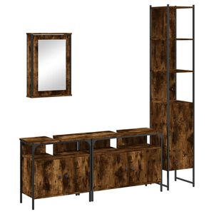 vidaXL Set de muebles ba&ntilde;o 4 pzas madera contrachapada roble ahumado
