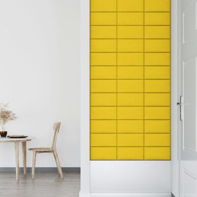 vidaXL Paneles de pared 12 uds tela amarillo 30x15 cm 0,54 m²